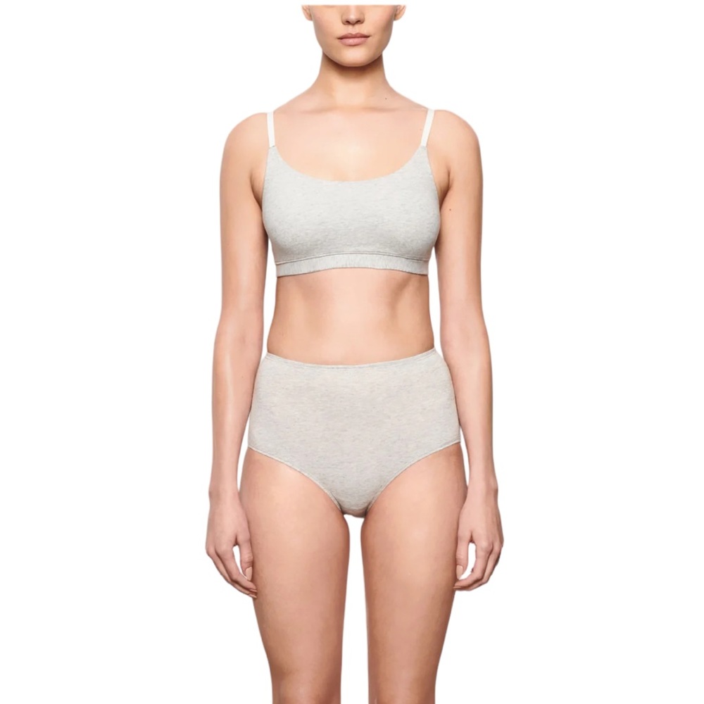 SKIMS Cotton Jersey Scoop Bralette in Heather Grey